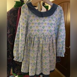 Vintage Style Blue and Green Patterned Dress - Size 5- Handmade- NWOT